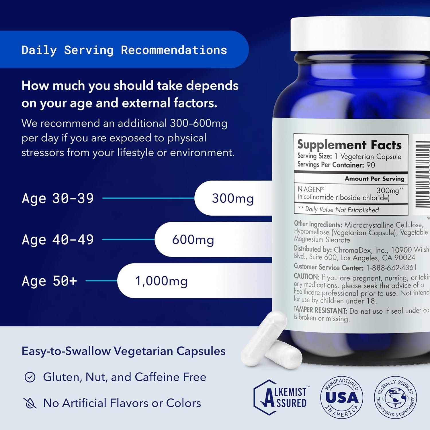 TRU NIAGEN Patented NAD+ Supplement for Anti Aging and Cell Regeneration, 300 mg Niagen, 90 Servings